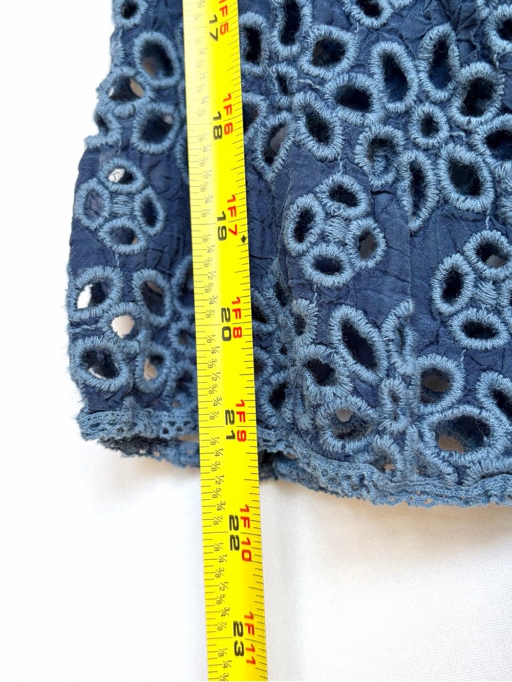 Johnny Was Conner Dress Sz M Indigo Blue Floral Eyelet Embroidered Boho Chic - Picture 9 of 16